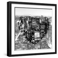 Love NY Series - Manhattan at Night - New York - USA - B&W Photography-Philippe Hugonnard-Framed Photographic Print