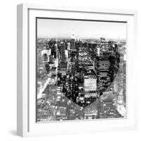 Love NY Series - Manhattan at Night - New York - USA - B&W Photography-Philippe Hugonnard-Framed Photographic Print