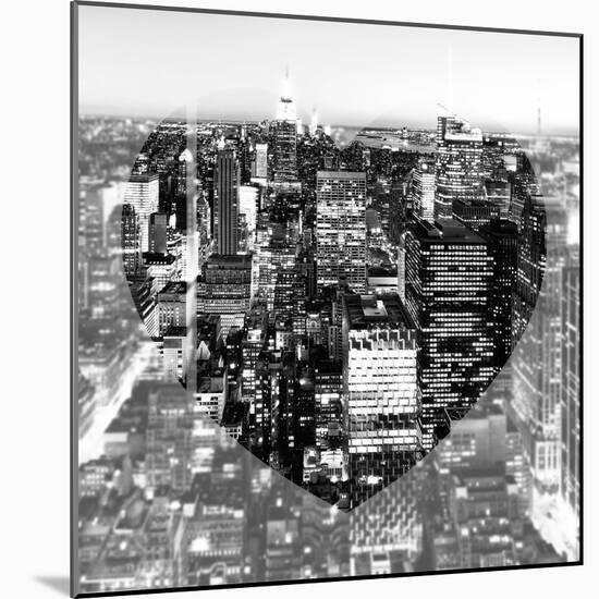 Love NY Series - Manhattan at Night - New York - USA - B&W Photography-Philippe Hugonnard-Mounted Photographic Print