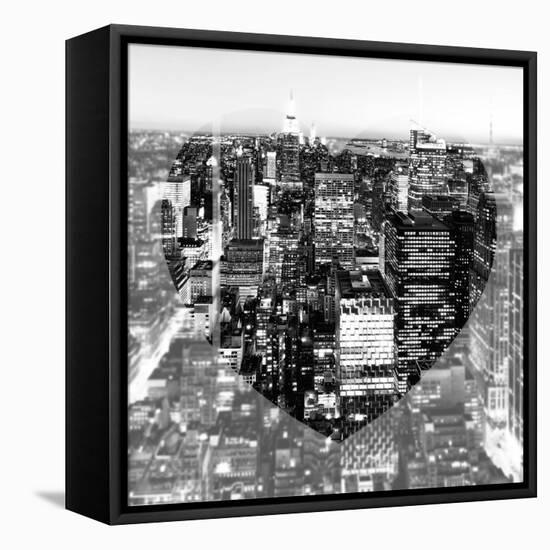 Love NY Series - Manhattan at Night - New York - USA - B&W Photography-Philippe Hugonnard-Framed Stretched Canvas