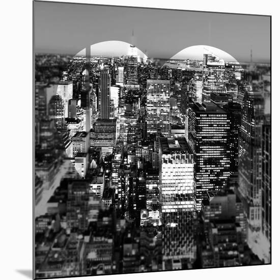 Love NY Series - Manhattan at Night - New York - USA - B&W Photography-Philippe Hugonnard-Mounted Photographic Print