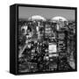Love NY Series - Manhattan at Night - New York - USA - B&W Photography-Philippe Hugonnard-Framed Stretched Canvas