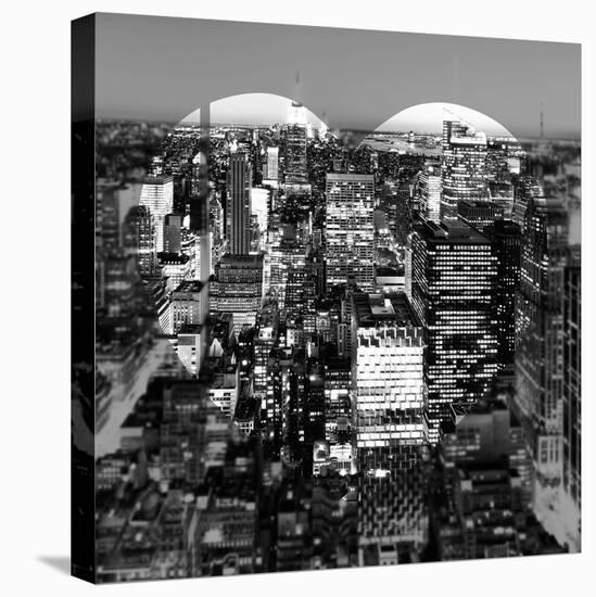 Love NY Series - Manhattan at Night - New York - USA - B&W Photography-Philippe Hugonnard-Stretched Canvas