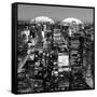 Love NY Series - Manhattan at Night - New York - USA - B&W Photography-Philippe Hugonnard-Framed Stretched Canvas