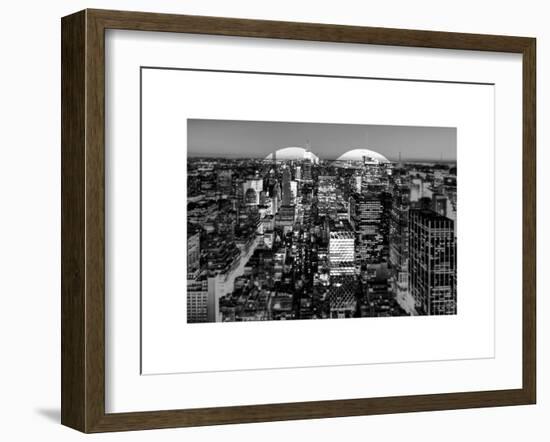 Love NY Series - Manhattan at Night - New York - USA - B&W Photography-Philippe Hugonnard-Framed Art Print