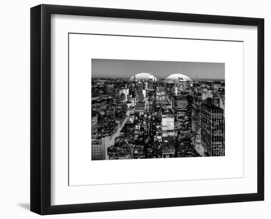 Love NY Series - Manhattan at Night - New York - USA - B&W Photography-Philippe Hugonnard-Framed Art Print