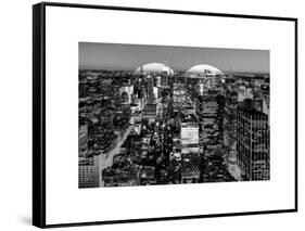 Love NY Series - Manhattan at Night - New York - USA - B&W Photography-Philippe Hugonnard-Framed Stretched Canvas