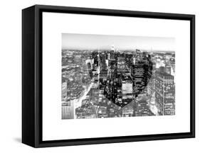 Love NY Series - Manhattan at Night - New York - USA - B&W Photography-Philippe Hugonnard-Framed Stretched Canvas