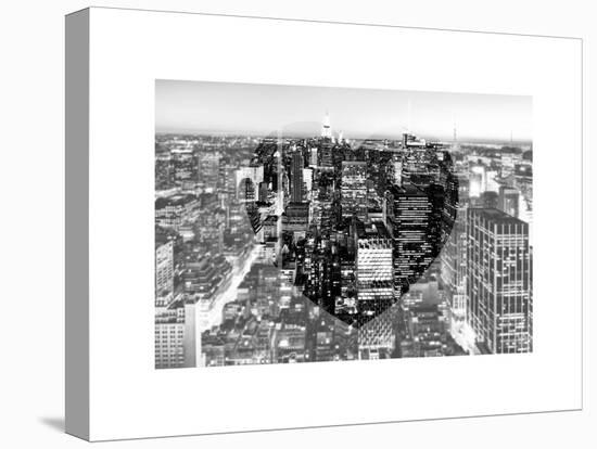 Love NY Series - Manhattan at Night - New York - USA - B&W Photography-Philippe Hugonnard-Stretched Canvas