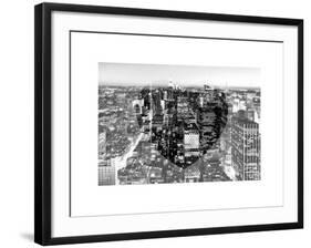 Love NY Series - Manhattan at Night - New York - USA - B&W Photography-Philippe Hugonnard-Framed Art Print