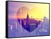 Love NY Series - Manhattan at Sunset with the Empire State Building - New York - USA-Philippe Hugonnard-Framed Stretched Canvas