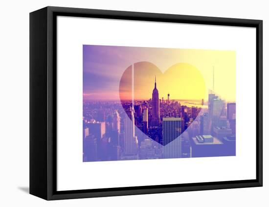 Love NY Series - Manhattan at Sunset with the Empire State Building - New York - USA-Philippe Hugonnard-Framed Stretched Canvas