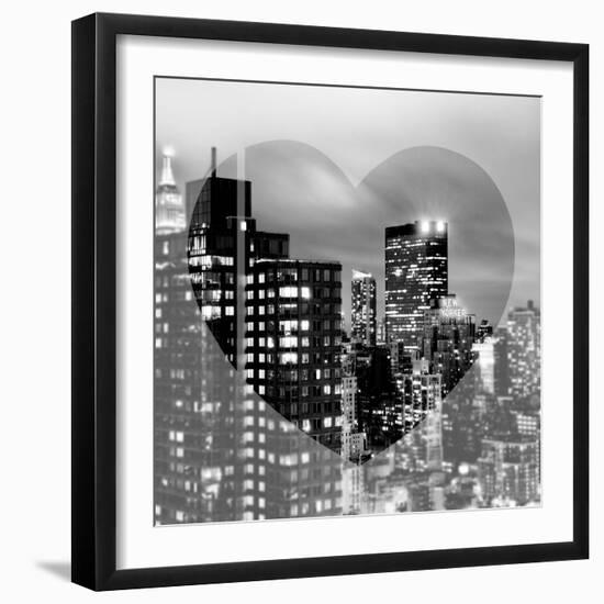 Love NY Series - Manhattan Cityscape at Night with the New Yorker Hotel - New York - USA-Philippe Hugonnard-Framed Photographic Print