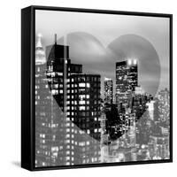 Love NY Series - Manhattan Cityscape at Night with the New Yorker Hotel - New York - USA-Philippe Hugonnard-Framed Stretched Canvas