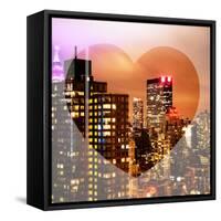 Love NY Series - Manhattan Cityscape at Night with the New Yorker Hotel - New York - USA-Philippe Hugonnard-Framed Stretched Canvas