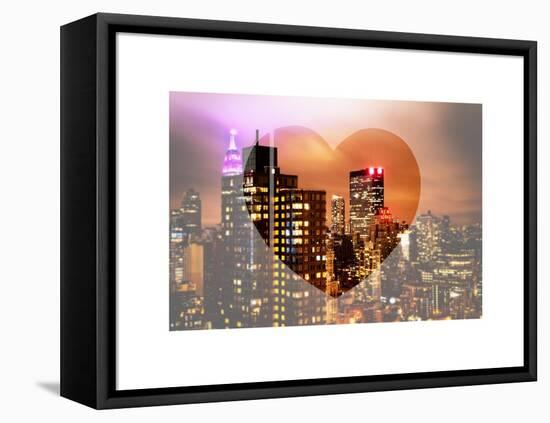 Love NY Series - Manhattan Cityscape at Night with the New Yorker Hotel - New York - USA-Philippe Hugonnard-Framed Stretched Canvas