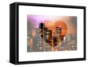 Love NY Series - Manhattan Cityscape at Night with the New Yorker Hotel - New York - USA-Philippe Hugonnard-Framed Stretched Canvas