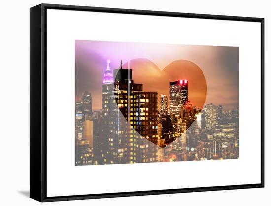 Love NY Series - Manhattan Cityscape at Night with the New Yorker Hotel - New York - USA-Philippe Hugonnard-Framed Stretched Canvas