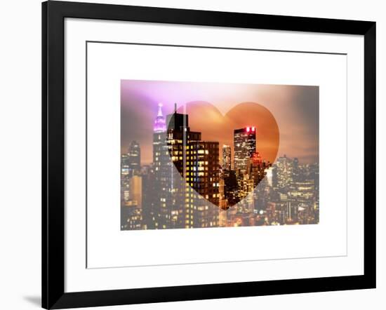 Love NY Series - Manhattan Cityscape at Night with the New Yorker Hotel - New York - USA-Philippe Hugonnard-Framed Art Print