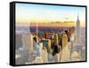 Love NY Series - New York City with the Empire State Building at Sunset - Manhattan - USA-Philippe Hugonnard-Framed Stretched Canvas
