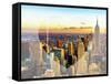 Love NY Series - New York City with the Empire State Building at Sunset - Manhattan - USA-Philippe Hugonnard-Framed Stretched Canvas