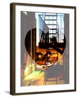 Love NY Series - NYC Fire Escape at Night - Manhattan - New York - USA-Philippe Hugonnard-Framed Photographic Print