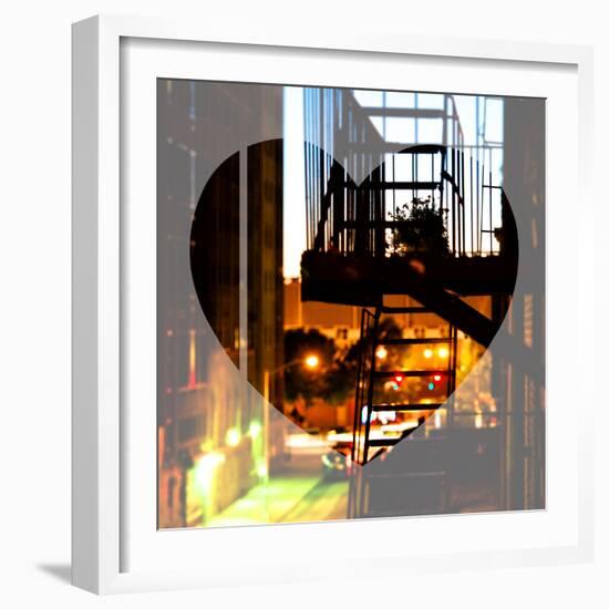 Love NY Series - NYC Fire Escape at Night - Manhattan - New York - USA-Philippe Hugonnard-Framed Photographic Print