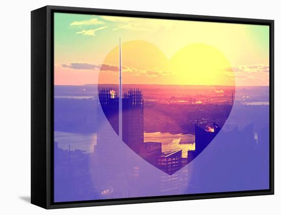 Love NY Series - Skyline of Manhattan at Sunset - New York - USA-Philippe Hugonnard-Framed Stretched Canvas