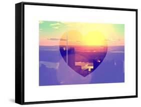 Love NY Series - Skyline of Manhattan at Sunset - New York - USA-Philippe Hugonnard-Framed Stretched Canvas