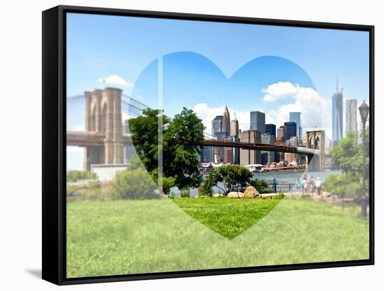 Love NY Series - Skyline of Manhattan with the Brooklyn Bridge - New York - USA-Philippe Hugonnard-Framed Stretched Canvas