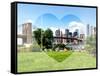 Love NY Series - Skyline of Manhattan with the Brooklyn Bridge - New York - USA-Philippe Hugonnard-Framed Stretched Canvas