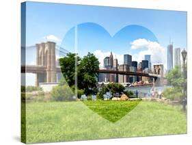 Love NY Series - Skyline of Manhattan with the Brooklyn Bridge - New York - USA-Philippe Hugonnard-Stretched Canvas