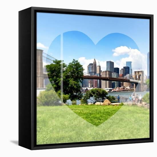 Love NY Series - Skyline of Manhattan with the Brooklyn Bridge - New York - USA-Philippe Hugonnard-Framed Stretched Canvas