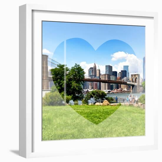 Love NY Series - Skyline of Manhattan with the Brooklyn Bridge - New York - USA-Philippe Hugonnard-Framed Photographic Print