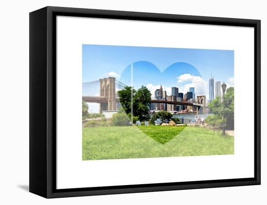 Love NY Series - Skyline of Manhattan with the Brooklyn Bridge - New York - USA-Philippe Hugonnard-Framed Stretched Canvas