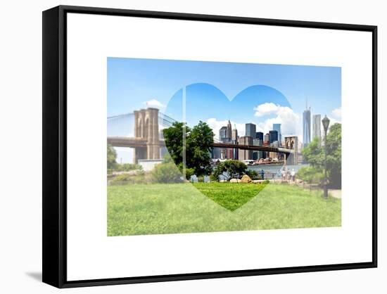 Love NY Series - Skyline of Manhattan with the Brooklyn Bridge - New York - USA-Philippe Hugonnard-Framed Stretched Canvas