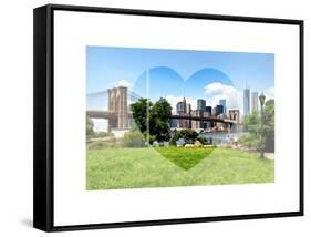 Love NY Series - Skyline of Manhattan with the Brooklyn Bridge - New York - USA-Philippe Hugonnard-Framed Stretched Canvas