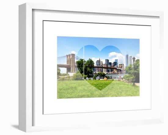 Love NY Series - Skyline of Manhattan with the Brooklyn Bridge - New York - USA-Philippe Hugonnard-Framed Art Print