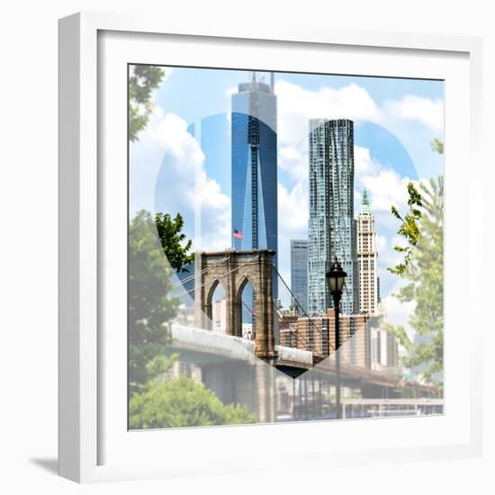 Love NY Series - The Brooklyn Bridge and 1WTC - Manhattan - New York - USA-Philippe Hugonnard-Framed Photographic Print