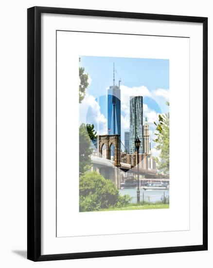 Love NY Series - The Brooklyn Bridge and 1WTC - Manhattan - New York - USA-Philippe Hugonnard-Framed Art Print