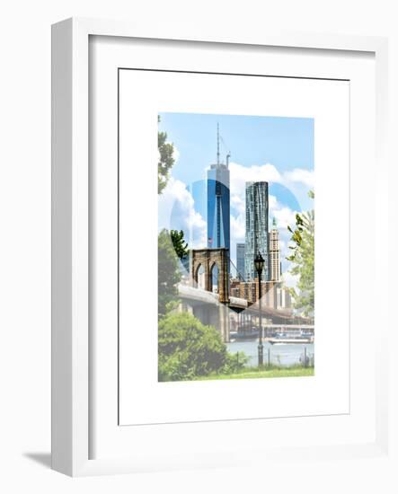 Love NY Series - The Brooklyn Bridge and 1WTC - Manhattan - New York - USA-Philippe Hugonnard-Framed Art Print