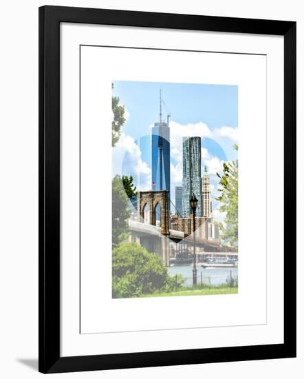 Love NY Series - The Brooklyn Bridge and 1WTC - Manhattan - New York - USA-Philippe Hugonnard-Framed Art Print