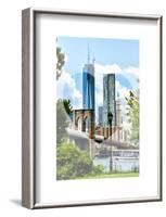 Love NY Series - The Brooklyn Bridge and 1WTC - Manhattan - New York - USA-Philippe Hugonnard-Framed Art Print