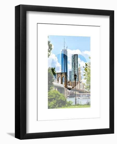 Love NY Series - The Brooklyn Bridge and 1WTC - Manhattan - New York - USA-Philippe Hugonnard-Framed Art Print