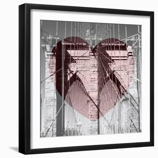 Love NY Series - The Brooklyn Bridge - Manhattan - New York - USA - B&W Photography-Philippe Hugonnard-Framed Photographic Print