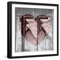 Love NY Series - The Brooklyn Bridge - Manhattan - New York - USA - B&W Photography-Philippe Hugonnard-Framed Photographic Print