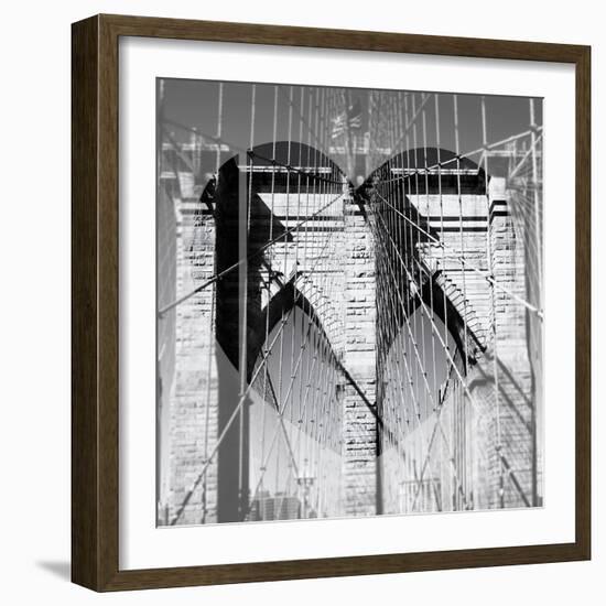 Love NY Series - The Brooklyn Bridge - Manhattan - New York - USA - B&W Photography-Philippe Hugonnard-Framed Photographic Print