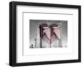 Love NY Series - The Brooklyn Bridge - Manhattan - New York - USA - B&W Photography-Philippe Hugonnard-Framed Art Print