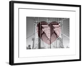 Love NY Series - The Brooklyn Bridge - Manhattan - New York - USA - B&W Photography-Philippe Hugonnard-Framed Art Print