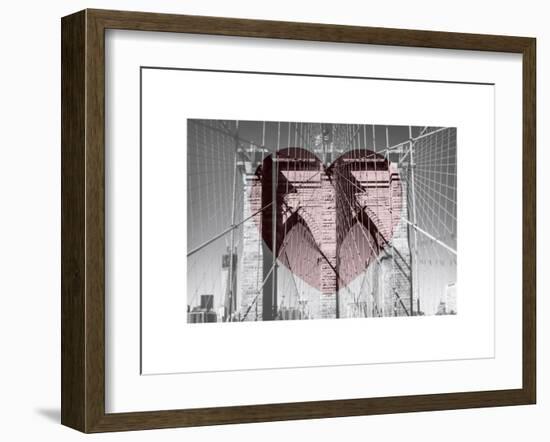 Love NY Series - The Brooklyn Bridge - Manhattan - New York - USA - B&W Photography-Philippe Hugonnard-Framed Art Print